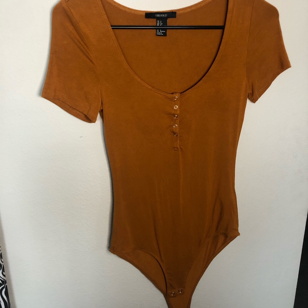 Orange scoop neck body suit